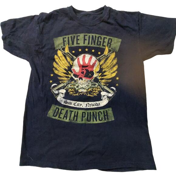 Five Finger Death Punch Shirt Mens Large Sin City Nevada Short Sleeve Tee - Picture 2 of 3